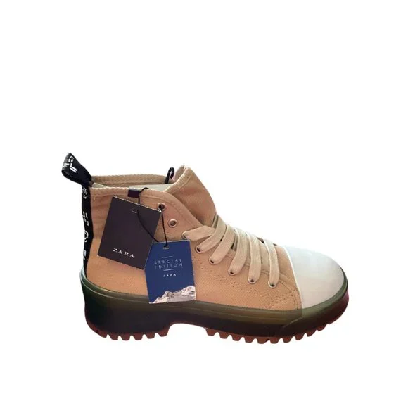 Zara Suede Hight Top Lace-up Boots ZARA Split Suede Lace Up Leather Boots | Size 41 | eBay main image 4